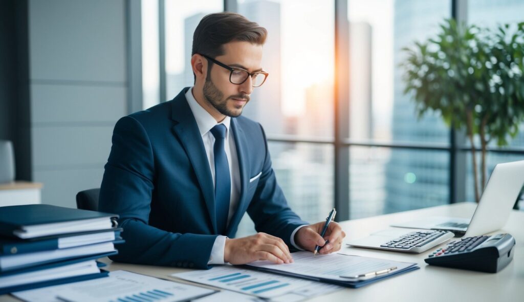 A corporate tax accountant efficiently organizes financial documents, analyzes data, maximizes deductions, and prepares accurate tax filings