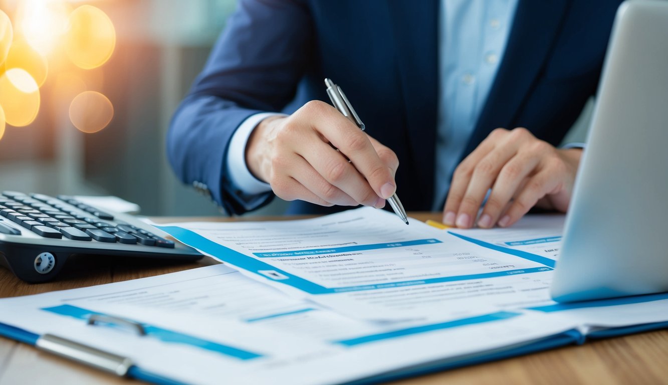 A corporate tax accountant reviewing financial documents and highlighting sections related to R&D and investment credits